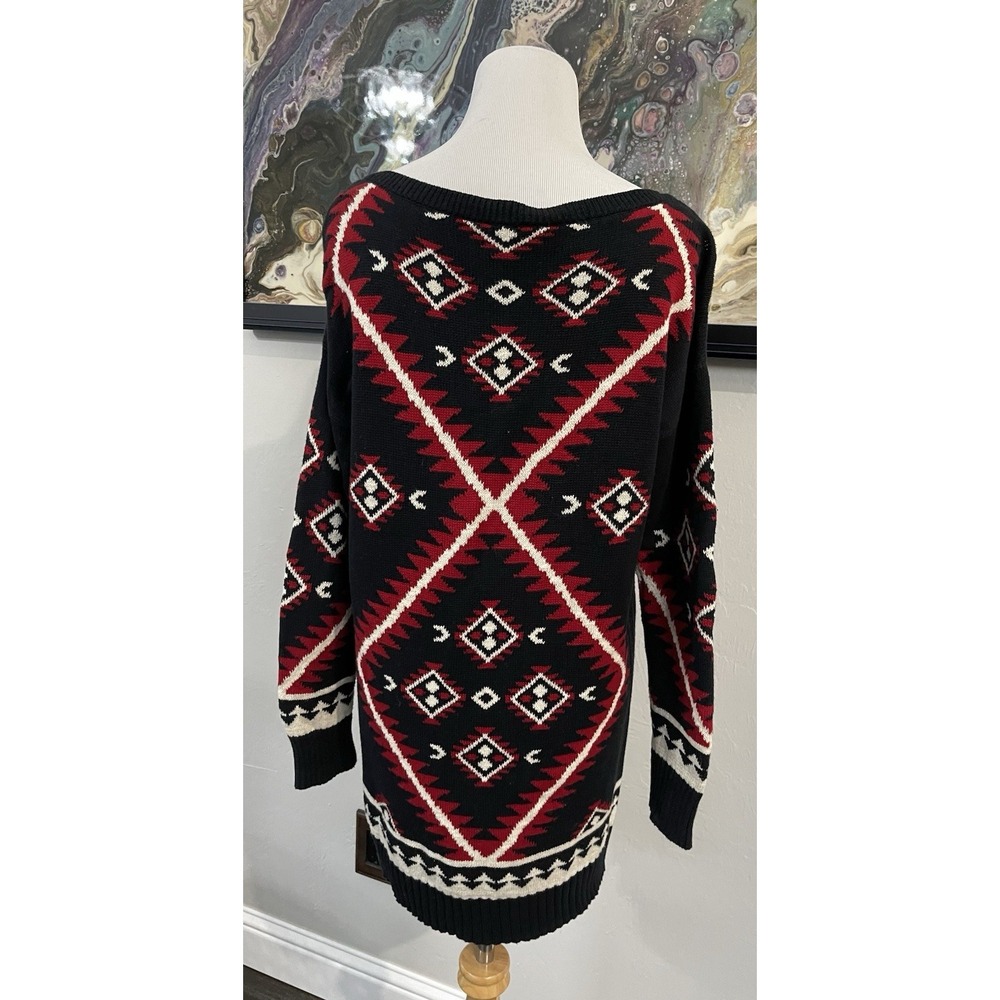 Lauren Ralph Lauren Petite Medium Long Tunic Sweater Southwest Aztec Geometric - Picture 4 of 16